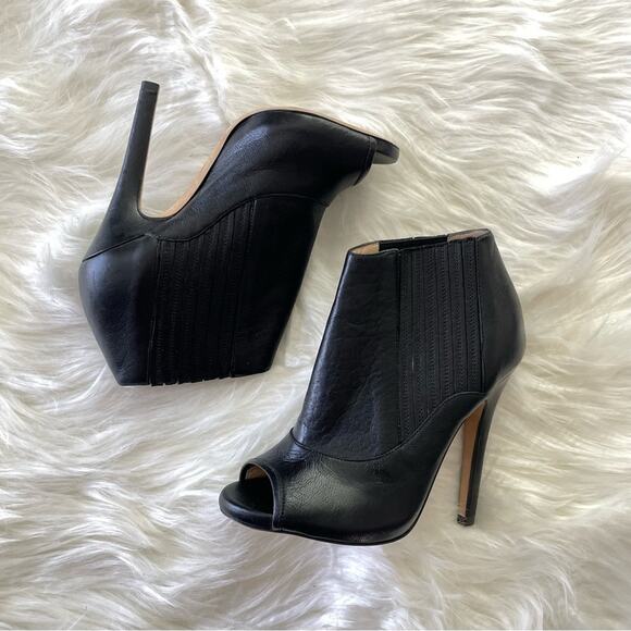 Jimmy Choo Women’s Grained Calfskin Brenna Ankle Boots Booties Open Toe Stiletto - Picture 5 of 11